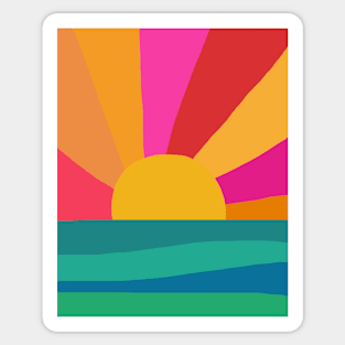 Abstract colorful sunset 80s style Sticker